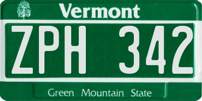 VT license plate ZPH342
