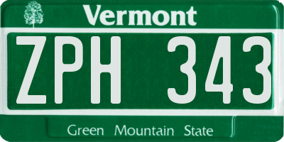 VT license plate ZPH343
