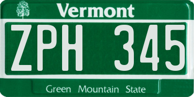 VT license plate ZPH345