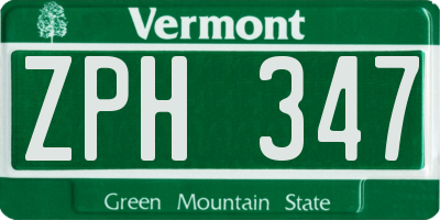 VT license plate ZPH347