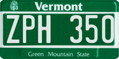 VT license plate ZPH350