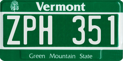 VT license plate ZPH351
