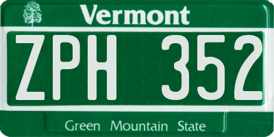 VT license plate ZPH352