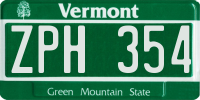 VT license plate ZPH354