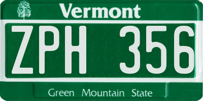 VT license plate ZPH356