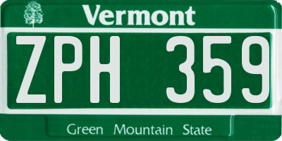 VT license plate ZPH359