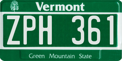 VT license plate ZPH361