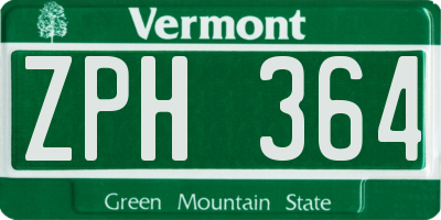 VT license plate ZPH364