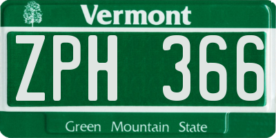 VT license plate ZPH366