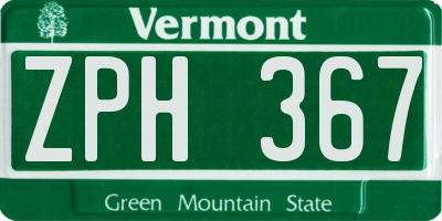 VT license plate ZPH367