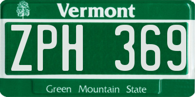 VT license plate ZPH369