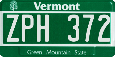 VT license plate ZPH372
