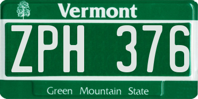VT license plate ZPH376