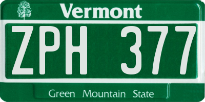 VT license plate ZPH377