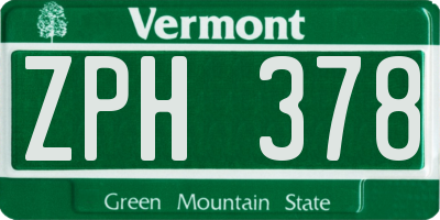 VT license plate ZPH378