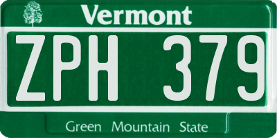 VT license plate ZPH379