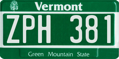 VT license plate ZPH381