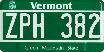 VT license plate ZPH382
