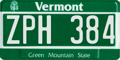 VT license plate ZPH384