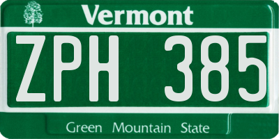 VT license plate ZPH385