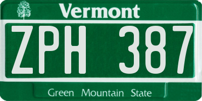VT license plate ZPH387