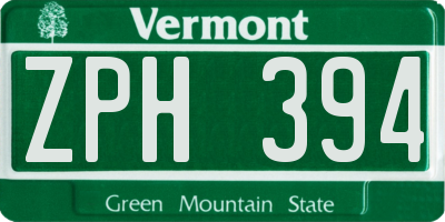 VT license plate ZPH394