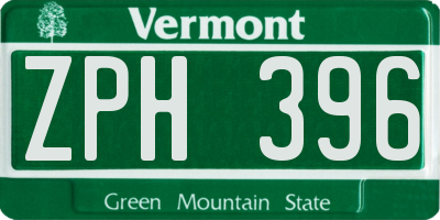 VT license plate ZPH396