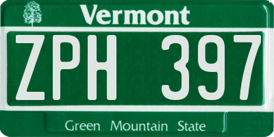 VT license plate ZPH397
