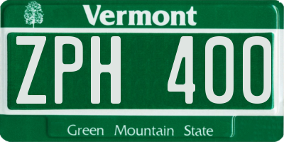 VT license plate ZPH400