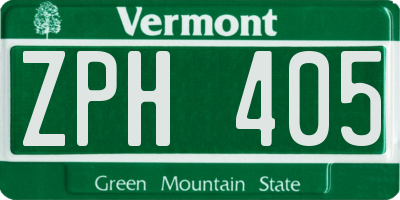VT license plate ZPH405