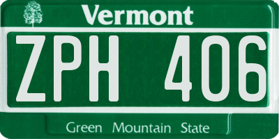 VT license plate ZPH406