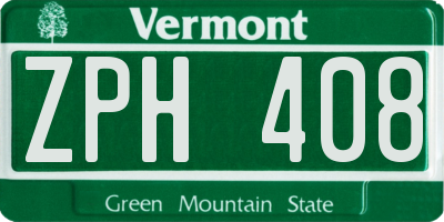 VT license plate ZPH408