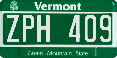 VT license plate ZPH409