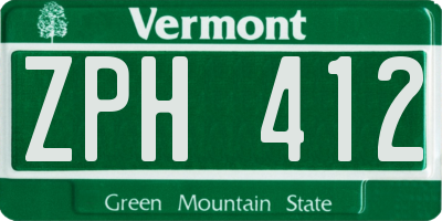 VT license plate ZPH412