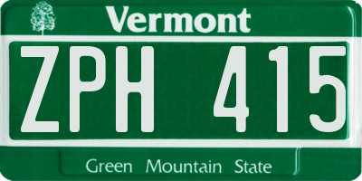 VT license plate ZPH415