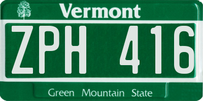 VT license plate ZPH416