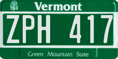 VT license plate ZPH417