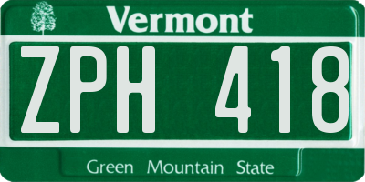 VT license plate ZPH418