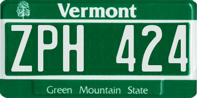 VT license plate ZPH424