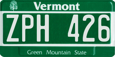 VT license plate ZPH426