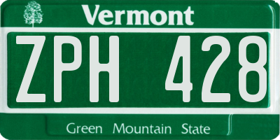 VT license plate ZPH428