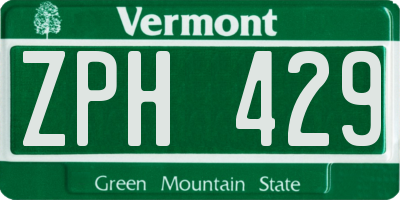 VT license plate ZPH429