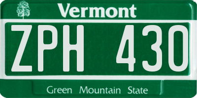 VT license plate ZPH430