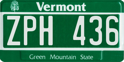 VT license plate ZPH436