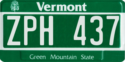 VT license plate ZPH437