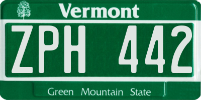 VT license plate ZPH442