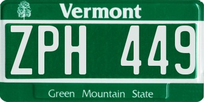 VT license plate ZPH449
