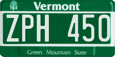 VT license plate ZPH450
