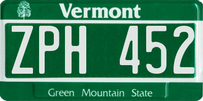 VT license plate ZPH452