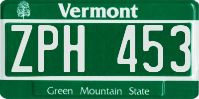 VT license plate ZPH453